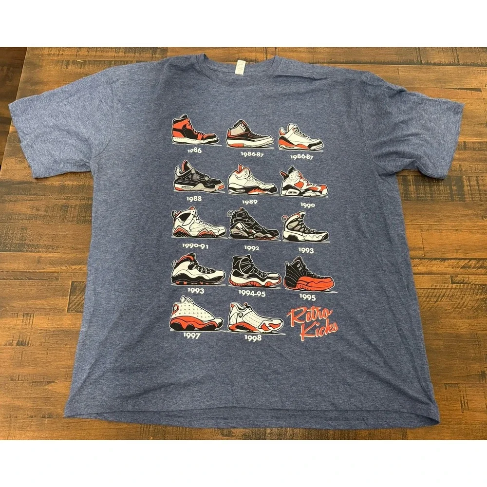 Authentic Classics Rare Retro Kicks Air Jordan History 2XL Shirt XXL Blue NWOT